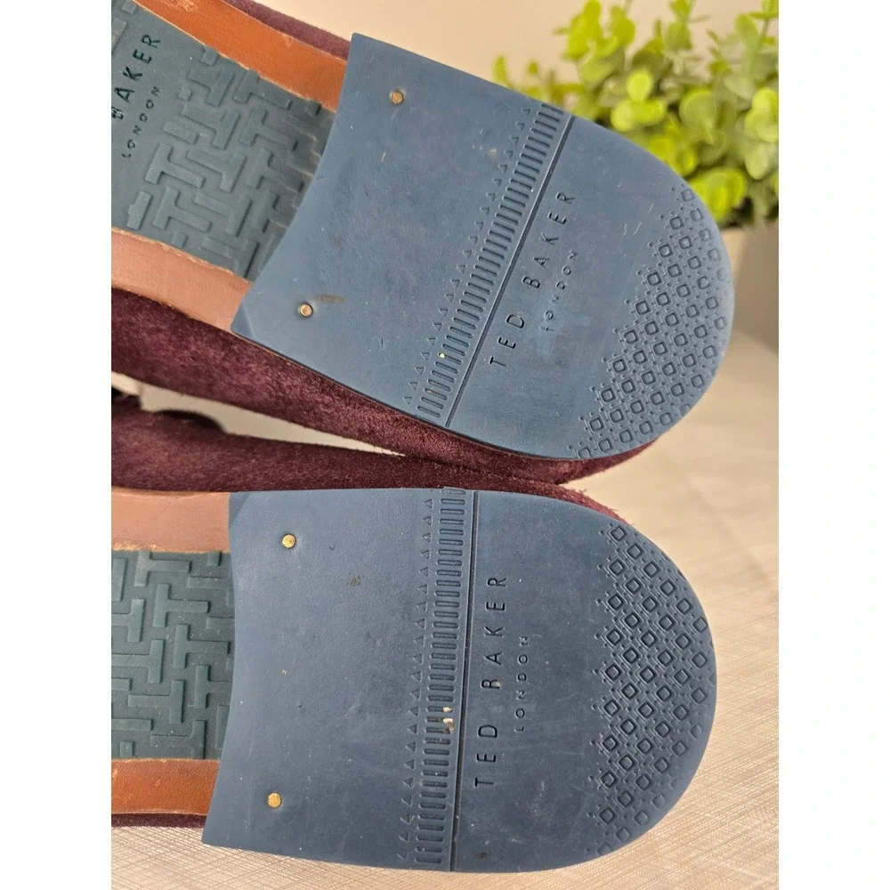 Ted Baker London SIBLAC Burgundy Suede Loafers Mens US 11 EU 44 Parrot Print